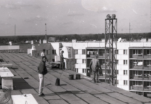 Prace budowlane. Os. Północ, 1992 r.